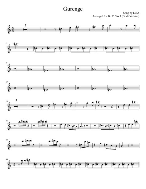 Gurenge Sheet Music For Piano Solo