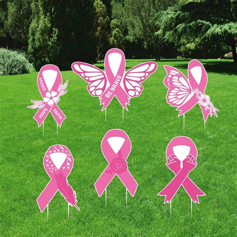 Breast Cancer Awareness Yard Sign Cutouts Hope Pink Ribbon Yard Signs