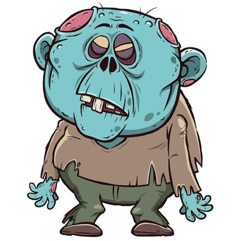 Personaje De Dibujos Animados Zombie Vector Premium