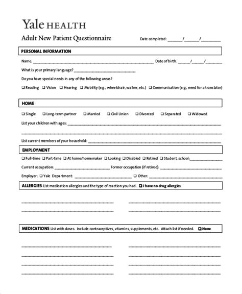 Free 8 Sample Patient Health Questionnaire Forms In Pdf Ms Word