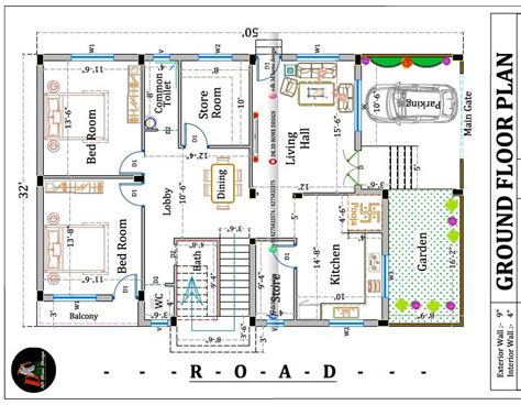 Sq Ft House Plan With Car Parking Floor House Plan Dk