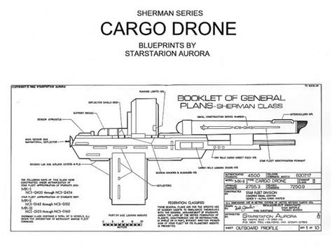 Star Trek Blueprints Sherman Class Cargo Drone Ncs G145