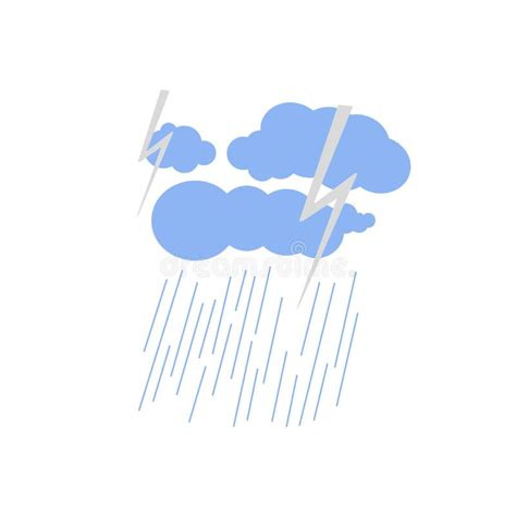 Storm Lightning Rain And Clouds Cute Hand Drawn Doodle Minimalist