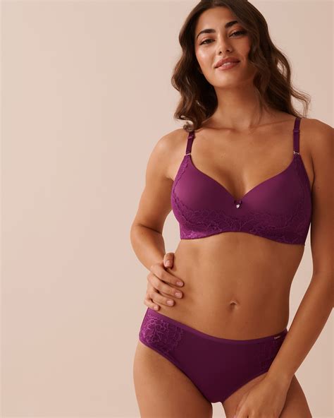 Microfiber And Lace Sleek Back Bikini Panty Vibrant Violet La Vie En Rose