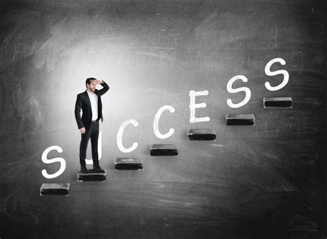 Businessman Going Up on Stairs on Black and White Background Stock ...