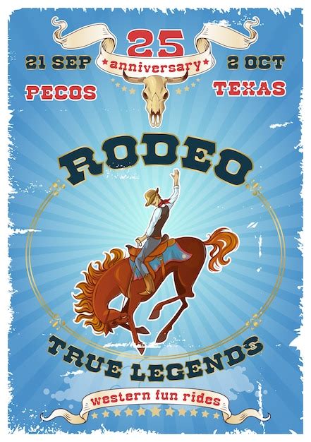 Rodeo Retro Poster Kostenlose Vektor