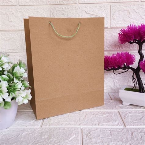 Jual R7 Paper Bag Polos Ukuran 20x10x25 Tas Kertas Coklat Paper Bag