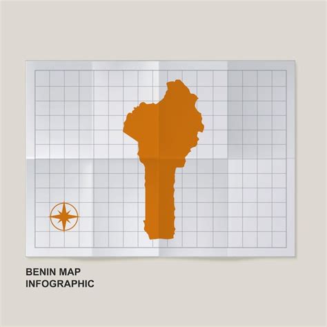 Premium Vector Benin Map Country In Folded Grid Paper