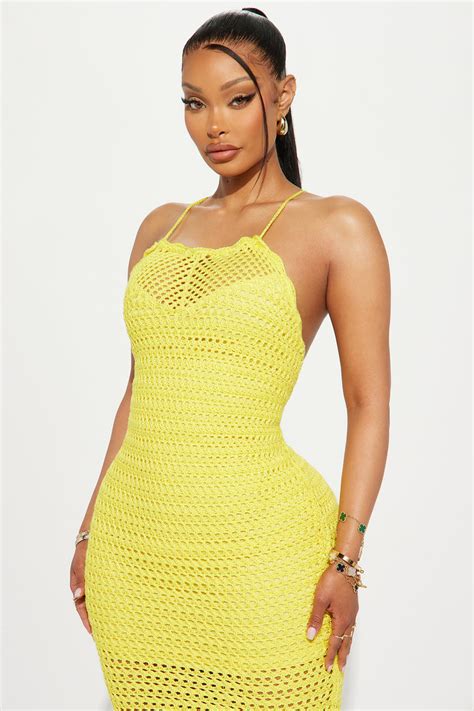 Jazmin Crotchet Midi Dress Yellow Fashion Nova Dresses Fashion Nova