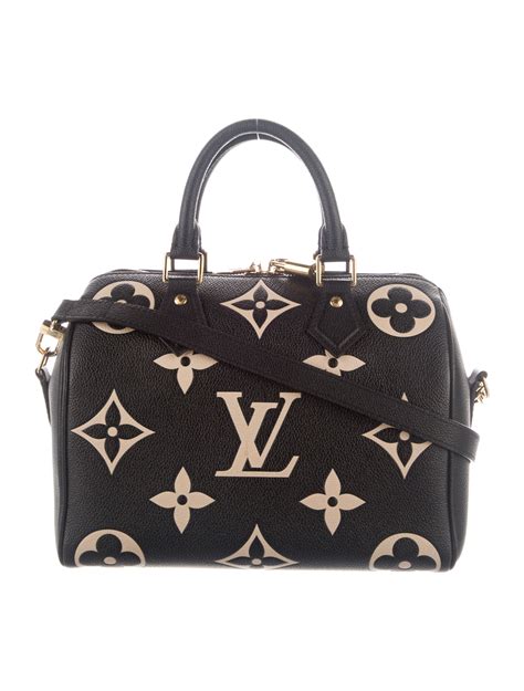 Louis Vuitton Giant Monogram Empreinte Speedy Bandouliere 25 Black Handle Bags Handbags