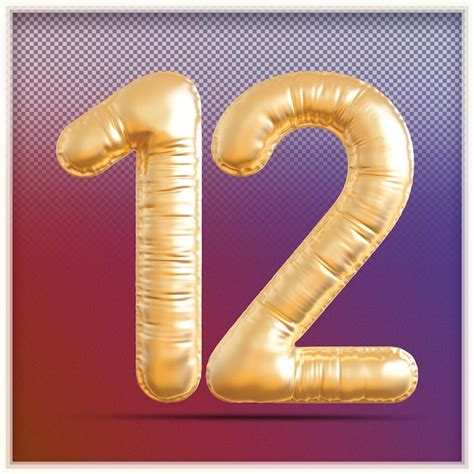 Premium Psd Bubble Gold Number 12