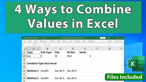 Ways To Combine Values From Multiple Cells In Excel Youtube