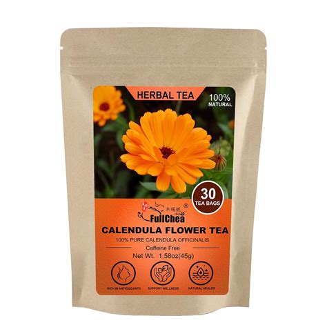 Fullchea Dried Calendula Flowers Tea 30 Teabags 1 5g Bag Premium Calendula