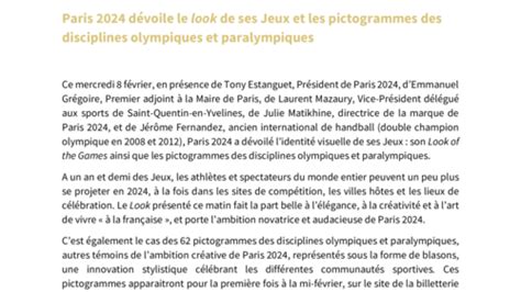 PDF Communiqué de presse Paris 2024 dévoile le look de ses Jeux et