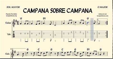 Campana Sobre Campana Tablatura Y Partitura En Sol M Con Acordes