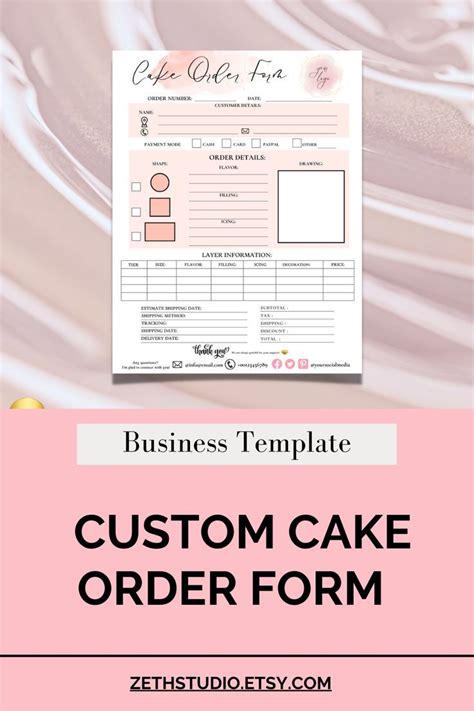 This Listing Is An Editable Cake Order FORM TEMPLATES Digital File For