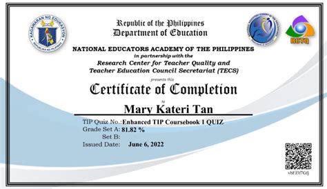 Enhanced TIP Certificate of Completion CB 1