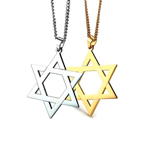 Men Traditional Jewish Star Of David Pendant Necklace In Gold Silver