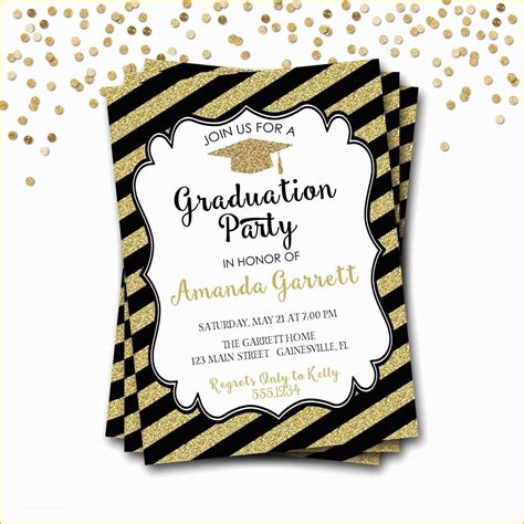 Graduation Invitation Templates Free Download Of Black and Gold ...