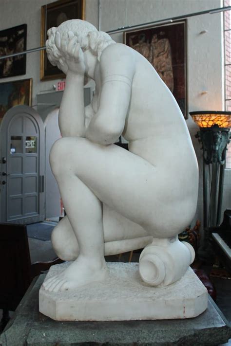 Monumental Marble Statue Of Naked Aphrodite Crouching At Her Bath Also Known As The Crouching