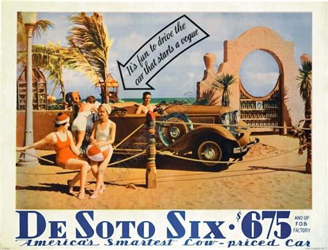 American Vintage Automobile Poster 'De Soto Six' 1932 - Vintage Posters ...