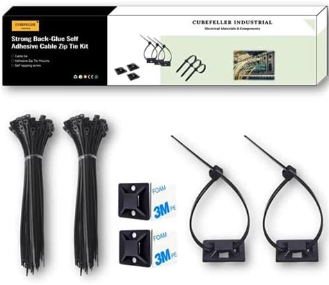 Amazon CUBEFELLER Zip Tie Mounts 3 4 100 Sets Black Self