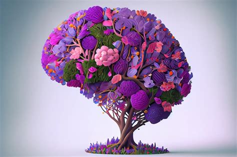 Premium Photo Human Brain Tree With Flowers Self Care And Mental