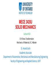 Lecture 20 Ch09 MECE2420U W18 Final Pdf MECE 2420U SOLID MECHANICS