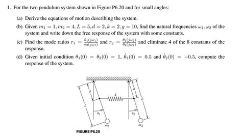 Solved For The Two Pendulum System Shown In Figure P6 20 And Chegg