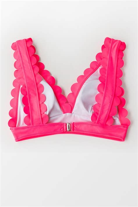 Neon Pink Scalloped Bikini Top