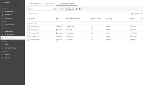 Viewing And Exporting Protected Objects Details Veeam Service