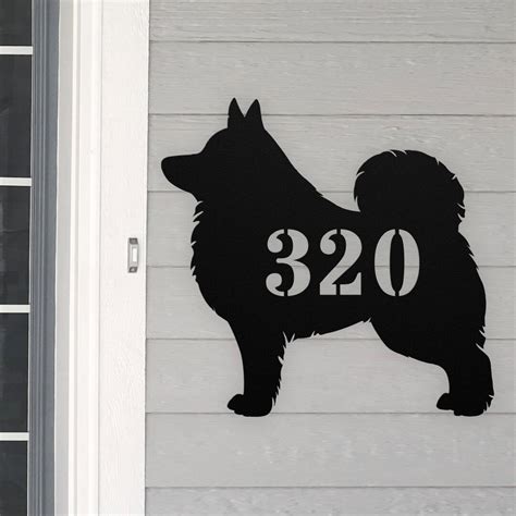 Personalized Keeshond Address House Number Sign Metal Wall Art Custom