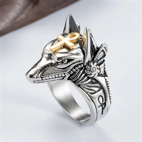 Bague Anubis croix de Ankh Homme Trésor de Khéops