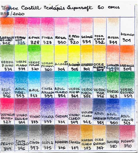 FABER CASTELL Desenhos a lápis de cor Tabela de cores Cores