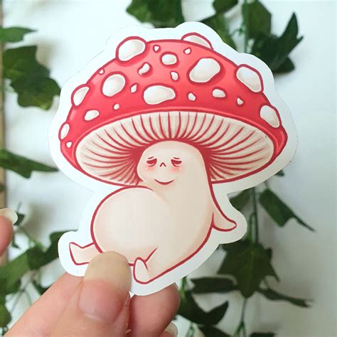 Cute Toadstool Sticker High Quality Mushroom Character Vinyl Etsy