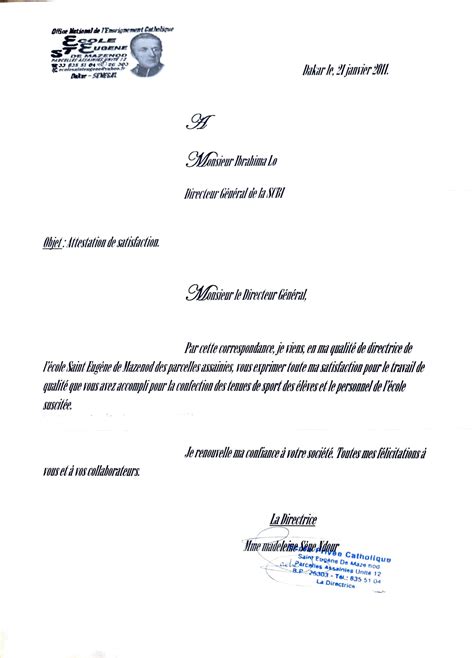 Lettres De Satisfactions CONFEXLO S