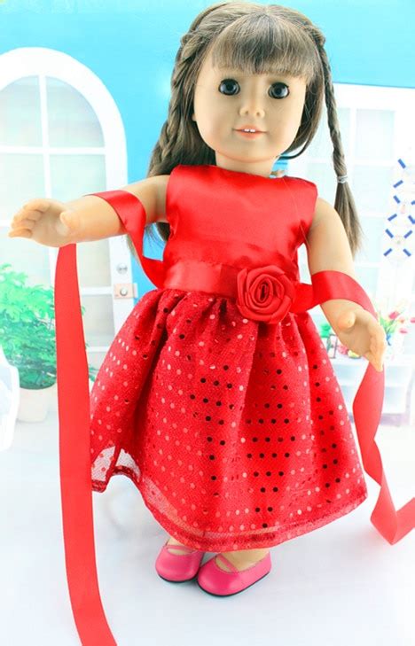 2016 New Style Popular 18 Inch American Girl Doll Red Clothesdress For Christmas T Abc 124