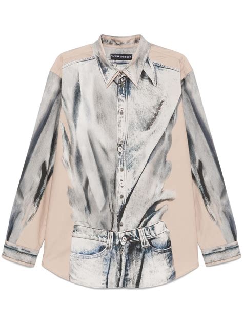 Y Project Trompe L Oeil Print Shirt Neutrals Farfetch