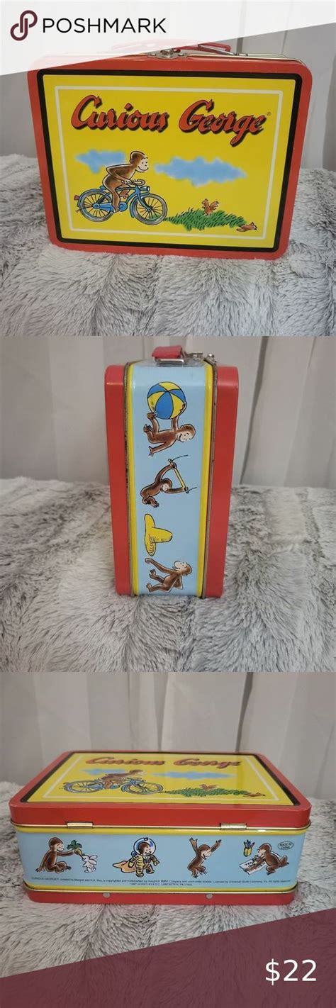 Vintage Curious George Tin Metal Lunch Box By Houghton Mifflin Big