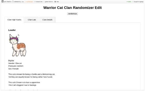 Warrior Cat Clan Randomizer Edit ― Perchance Generator