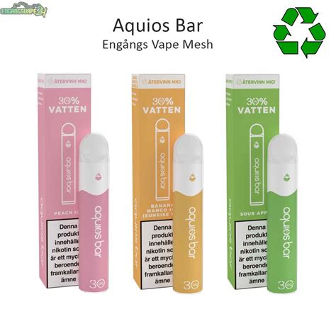 Aquios Bar Mesh Engångsvape Sour Apple 14 9mg 600 Puffar engångsvape24 se