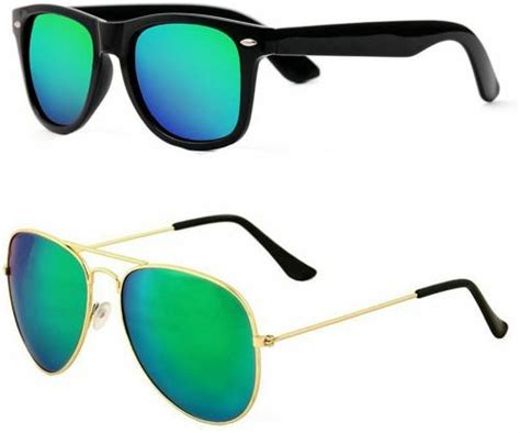 Buy Elligator Uv Protection Aviator Full Frame Green Sunglasses For Men And Women Pack Of 2