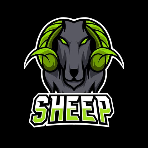 Goat Sheep Mascot Sport Esport Logo Template Black Fur Green Horn