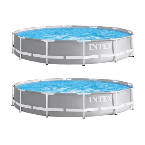 Intex Prism 12 Ft X 12 Ft X 30 In Metal Frame Round Above Ground Pool With Filter Pump At