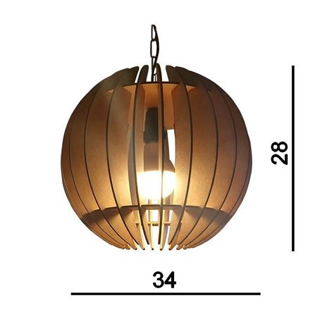 Lustre Lumin Ria Pendente De Madeira Mdf Mod Globe Madeiramadeira