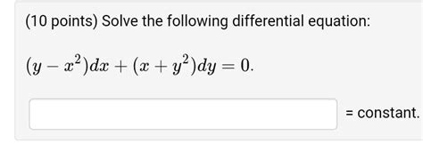 Solved 10 Points Solve The Following Differential