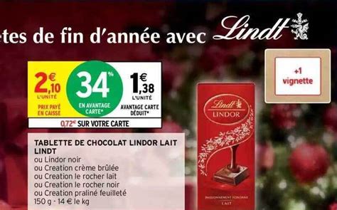 Promo Tablette De Chocolat Lindor Lait Lindt Chez Intermarch Hyper