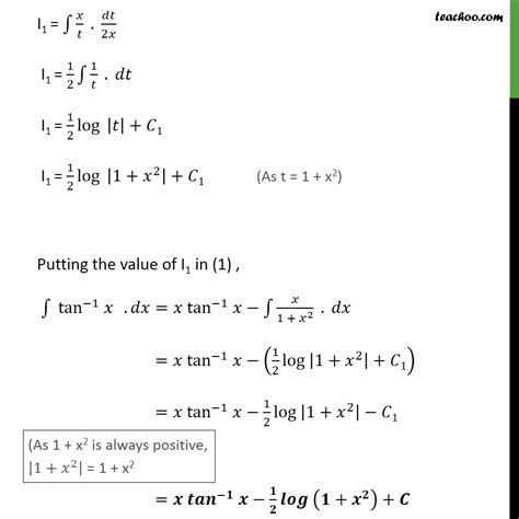 Integration Of Tan Inverse X Ex 76 13 Chapter 7 Class 12