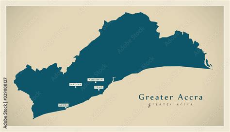 Modern Map - Greater Accra region map of Ghana GH Stock Vector | Adobe Stock