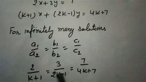 Find The Value Of K For Which The Following Pair Of Linear Equations